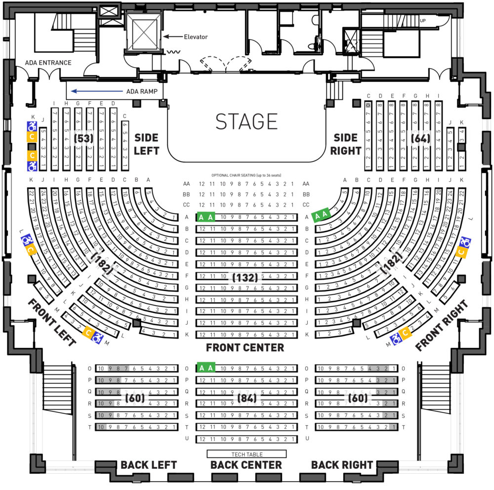 ADA Seating Map - The Great Hall at Town Hall Seattle