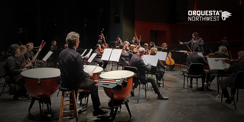 Cascade Conducting Orchestra showing timpani player and other musicians