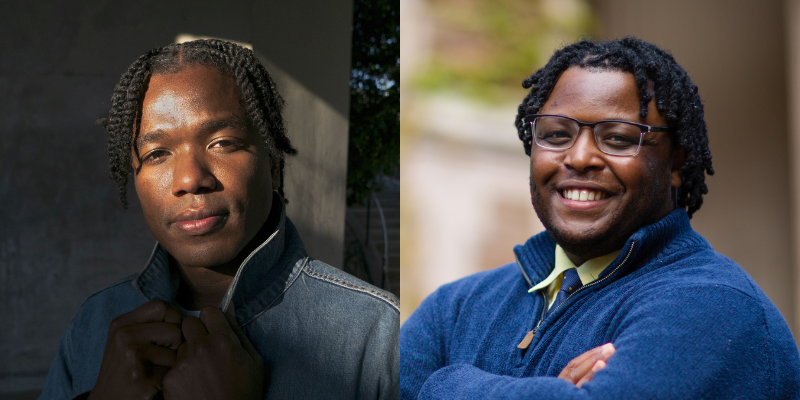 Headshots of Christopher Paul Harris (with short black hair twists and denim jacket) and Jelani Ince (with twists, black glasses, and blue sweater)