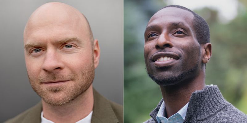 Headshots of Stephen Robert Miller (with fair skin and brown facial hair) and Marcus Harrison Green (with dark skin and buzz-cut hair)