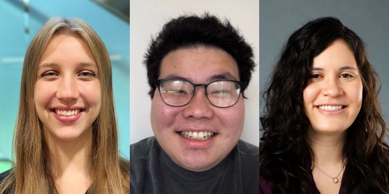 From left to right: Headshots of Ariana Frey, James Yoon, and Melissa Gasser