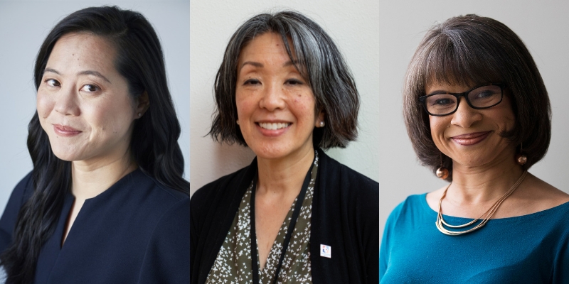 From left to right: Headshots of Susan Lieu, Janice Deguchi, and Angela King