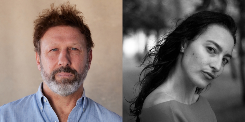 Headshots of Adam Ross (with short brown hair/grey beard) and Gabrielle Bates (with long wavy dark hair)