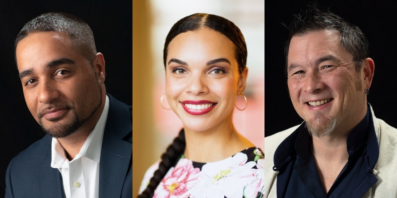 From left to right: Headshots of Jesse Hagopian, Dr. Ayva Thomas, and Wayne Au