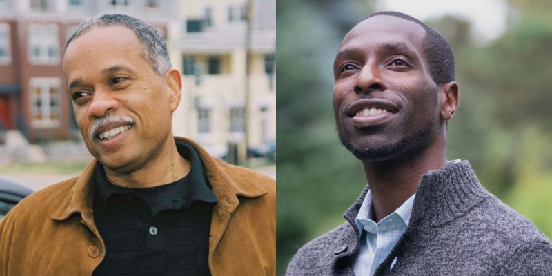 Headshots of Juan Williams (with brown skin and buzzed grey hair) and Marcus Harrison Green (with dark skin and buzzed black hair)