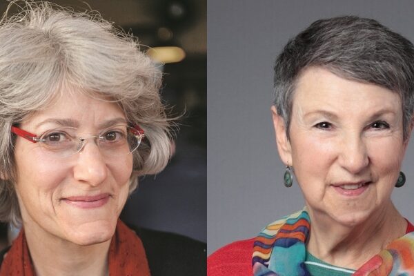 Headshots of Elana Zaiman (with grey bob and eyeglasses) and Rebecca Crichton (with short grey hair and floral scarf)