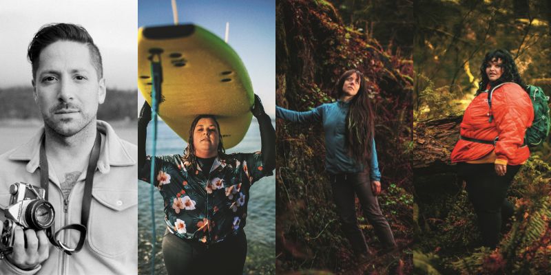 Several outdoorsy folks of many different shapes and sizes