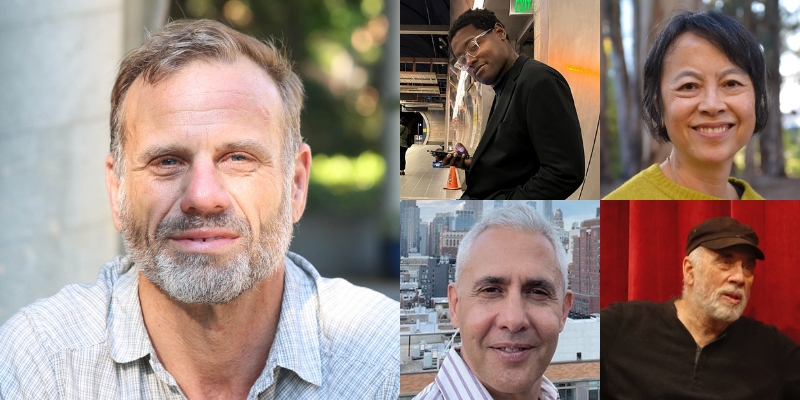 Headshots of Jasper Bernes, Idris Robinson, Colleen Lye, Nikhil Pal Singh, and Philip Wohlstetter