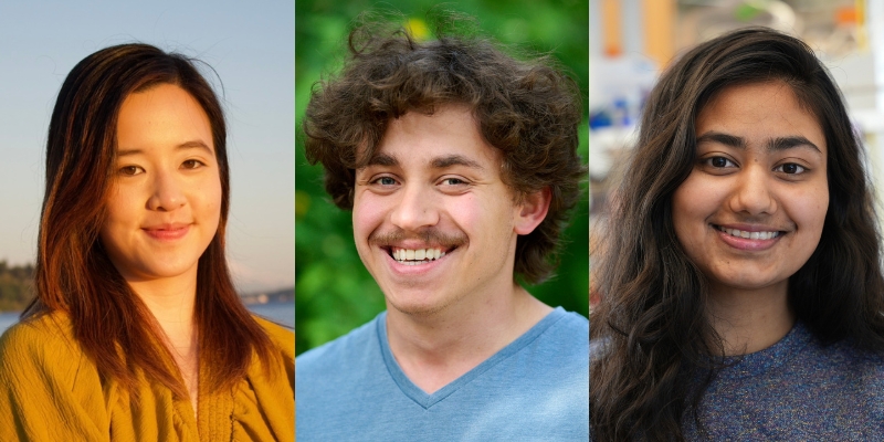 From left to right: headshots of Andrea Lius, Isaac Remy, Ria Sonigra