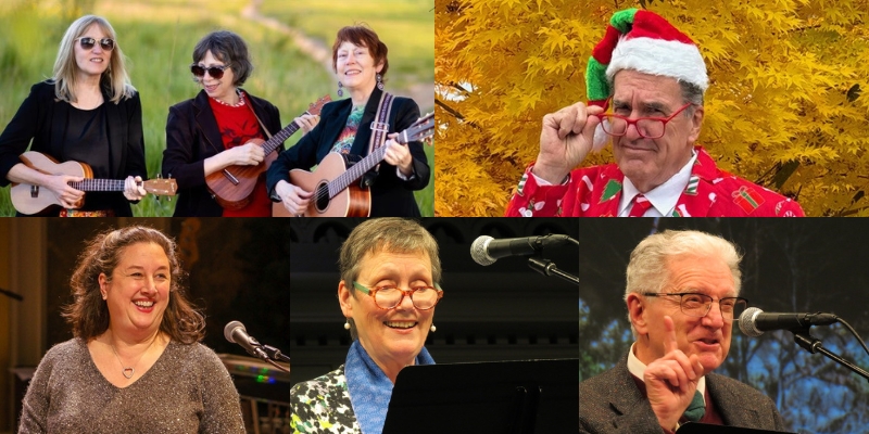 A collage of photos featuring: Jean Sherrard, Kurt Beattie, Marianne Owen, Julie Briskman, and The Go Janes