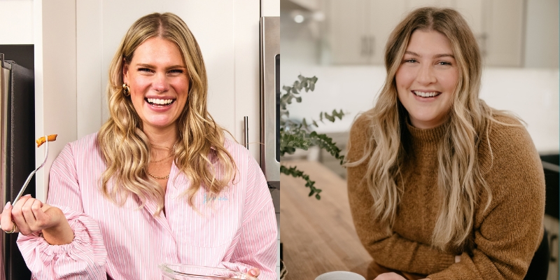 Headshots of Jenn Lueke (with blonde hair, pink button-up) and Cailee Fischer (with blonde hair, brown cardigan)
