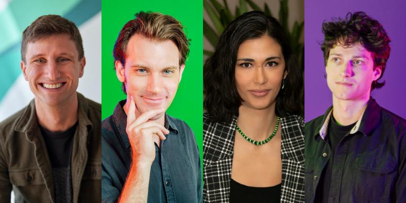 Headshots of Alex Mayyasi, Kenny Malone, Daryl Fairweather, and Jack Corbett