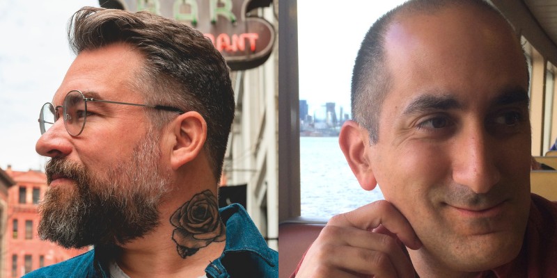 Headshots of Isaac Fitzgerald and Jon Mooallem