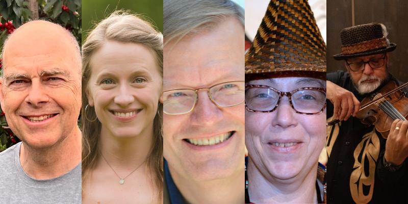 Headshots of Dave Hunter, Jessi Bloom, Bill Thorness, Kim M. Camara, and Swil Kanim