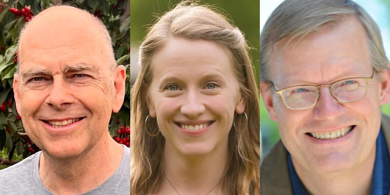 From left to right: Headshots of Dave Hunter, Jessi Bloom, and Bill Thornes