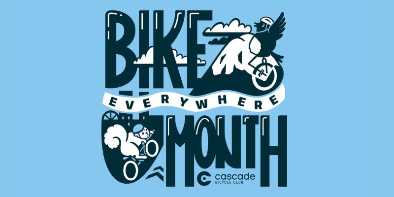 Logo for "Bike Everywhere Month" by Cascade Bicycle Club.