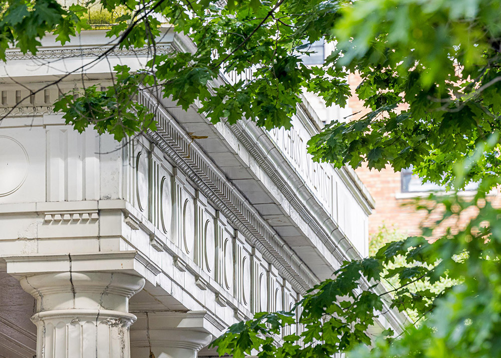 The facade of Town Hall Seattle, photo by Dan DeLong