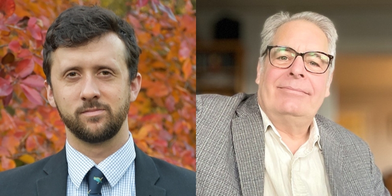 Headshots of Casey Michel and Steve Scher