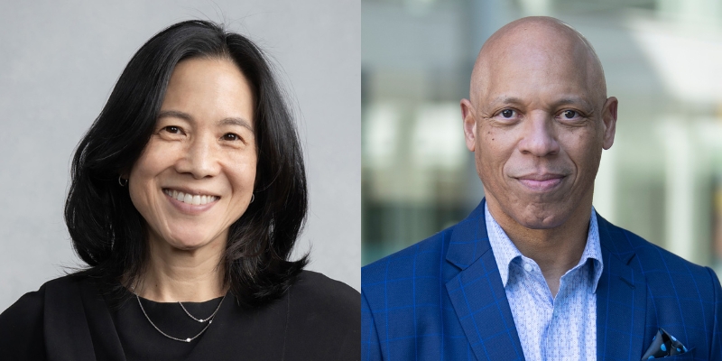 Headshots of Angela Duckworth and Bill Hite