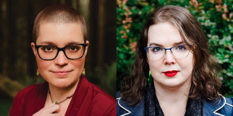Headshots of Becky Chambers and Caitlin Starling