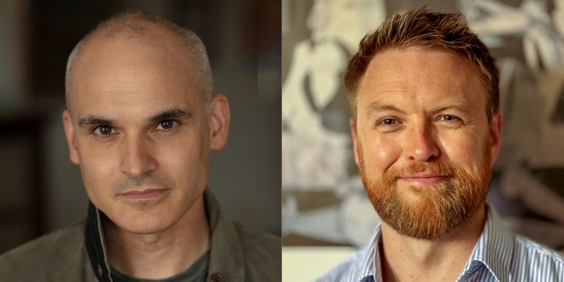 Headshots of Hernan Diaz and Nick Hilden