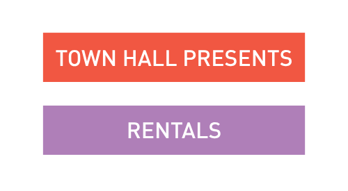 Color Key of Town Hall Series: Purple for Arts & Culture, Gold for Special Events, Green for Civics, Red-Orange for Community, Blue for Science, and Gray for Rentals.