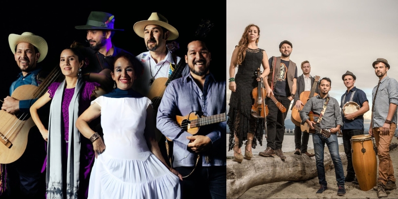 Group photos of Los Vega Son Jarocho (left) and Locarno (right)