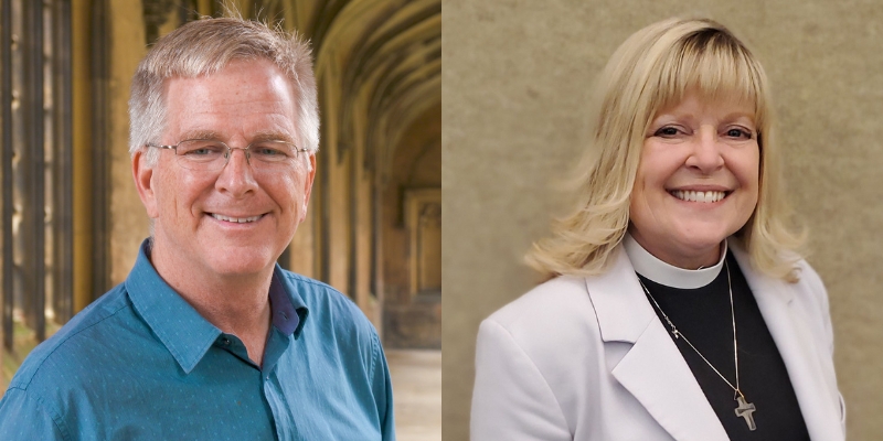 Headshots of Rick Steves and Reverend Shelley M. Bryan Wee