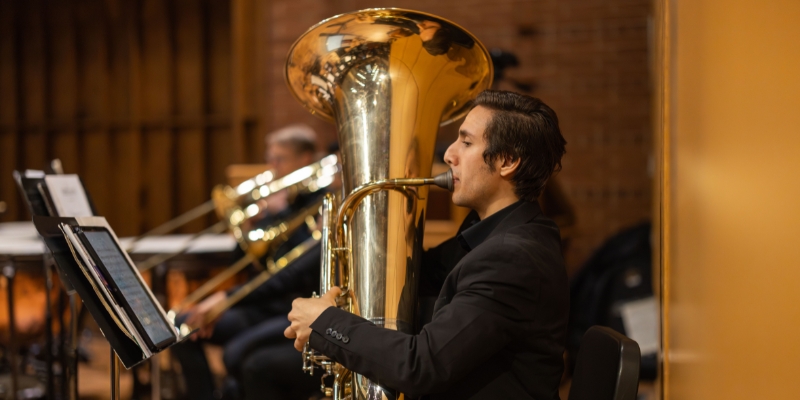 Person playing the tuba